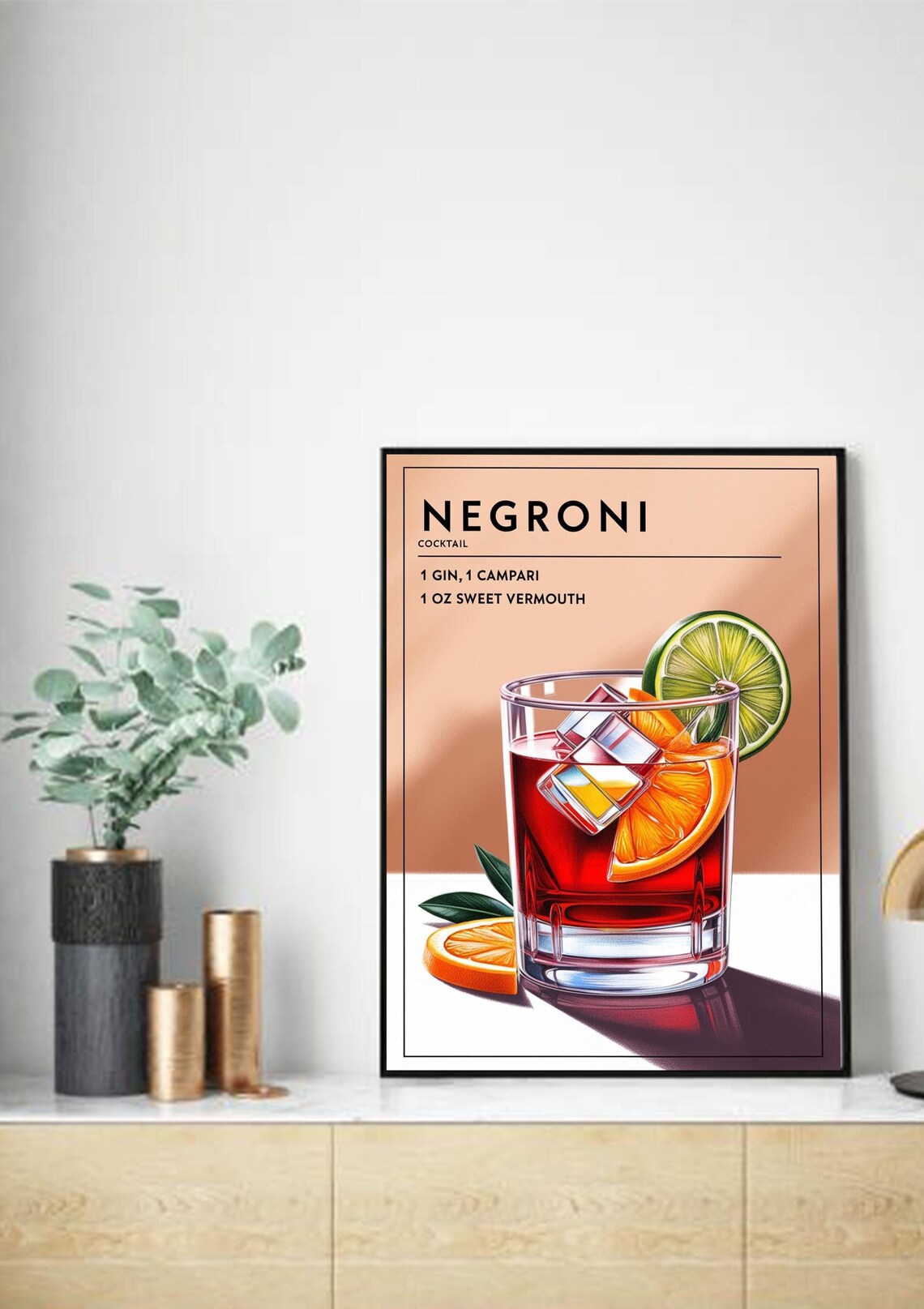 Negroni Cocktail Recipe Art Print, Modern Style - Image 2