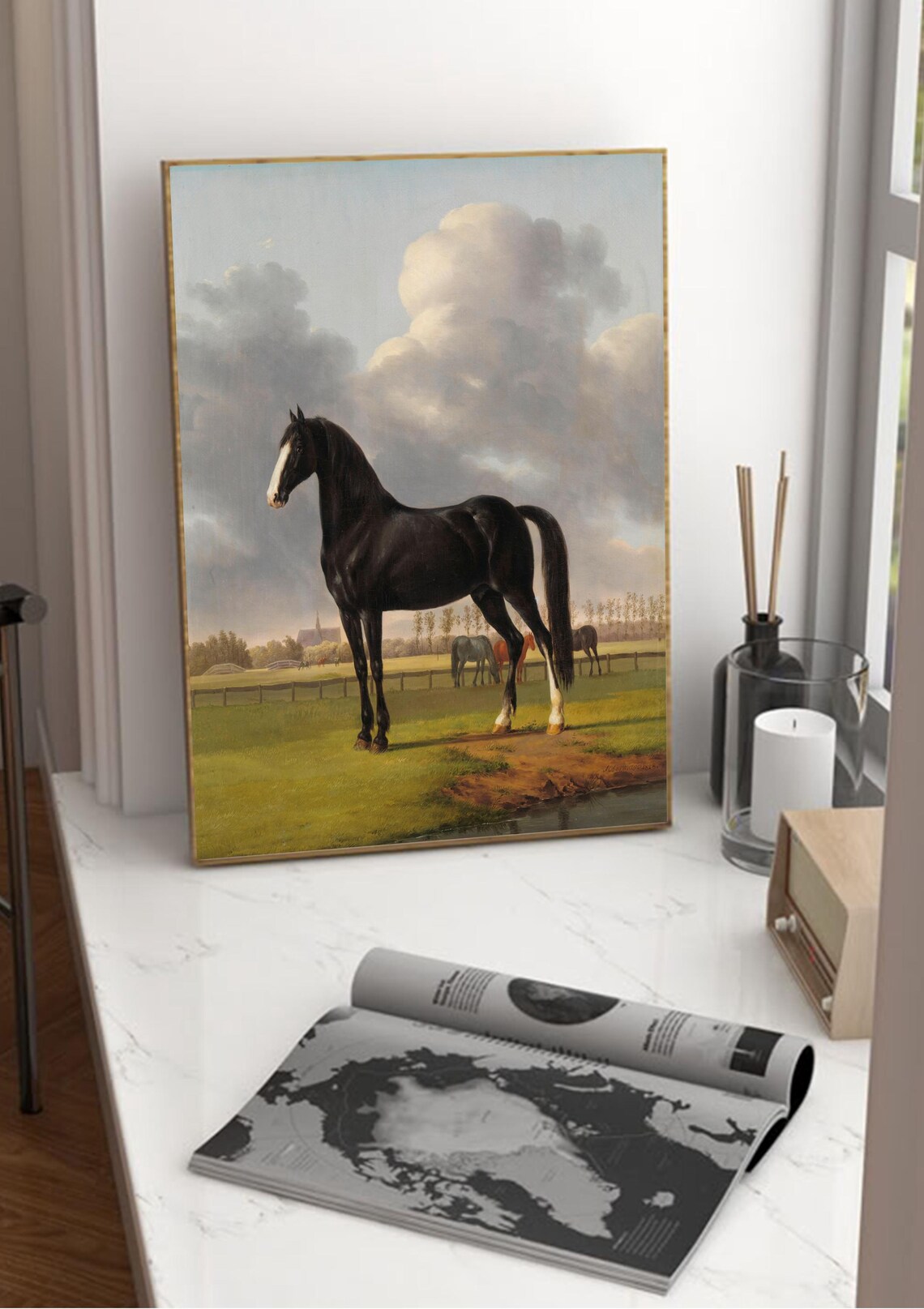 Black Horse Vintage Art Print, Horse Lover Gift - Image 3