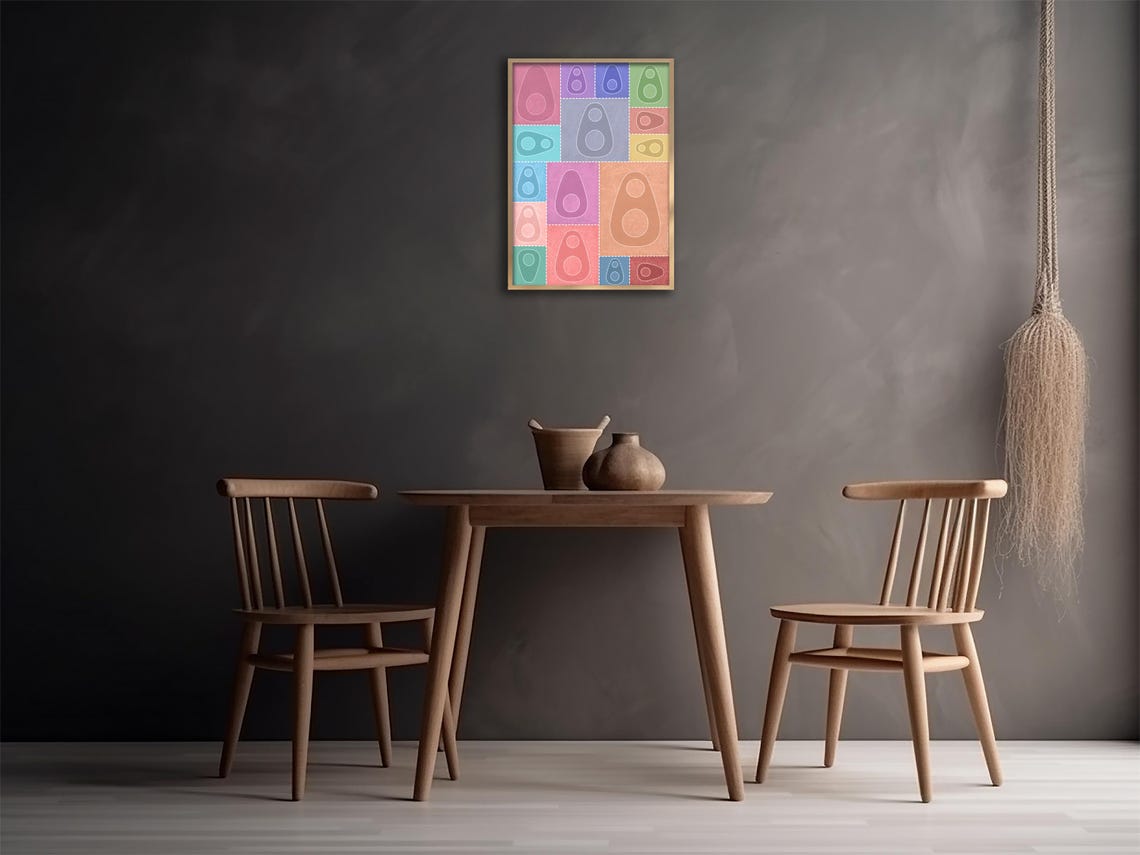 Colorful Avocado Shape Patchwork Geometric Modern Boho Art Print - Image 3