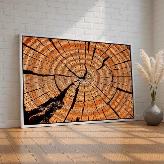 Tree Ring Wall Art Closeup Of Natural Wood Grain And Growth Rings Rustic Natureinspired Earthy Decor Canvas Ready To Hang