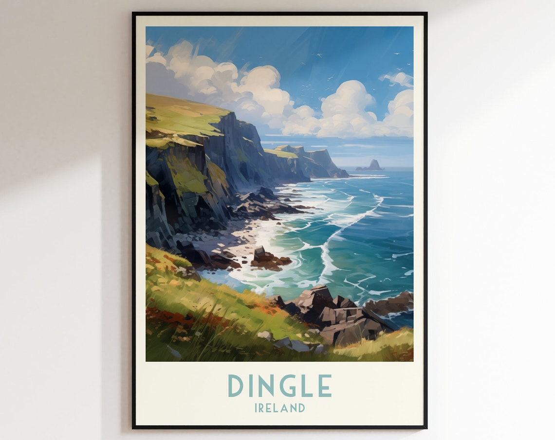Dingle Ireland Dramatic Sea Cliffs Atlantic Coast Travel Poster