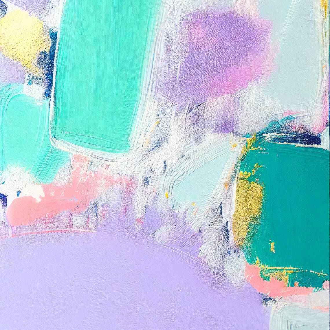 Seafoam Lavender Pink Minimal Brushstroke Abstract Painting Poster - Image 3