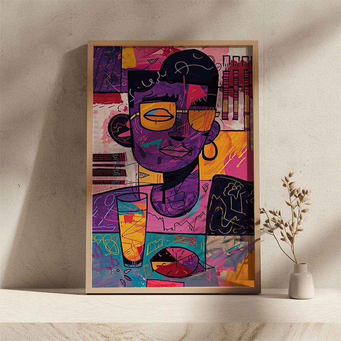 Bold Abstract Face With Sunglasses Pop Art Urban Portrait Poster - Image 3