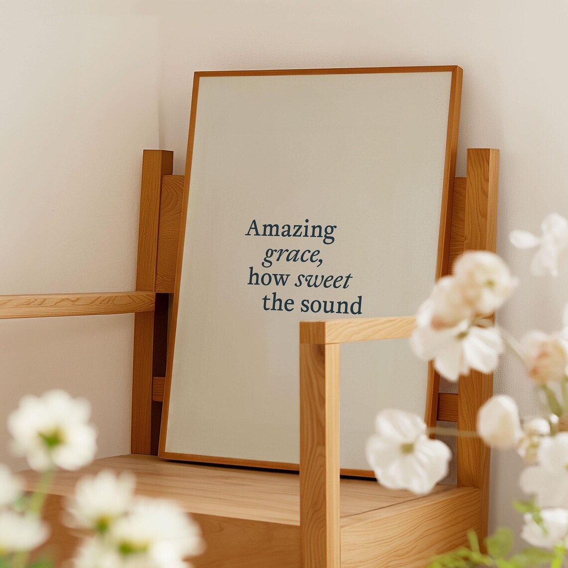 Amazing Grace How Sweet The Sound Navy Minimalist Hymn Lyrics Quote Poster - Image 5
