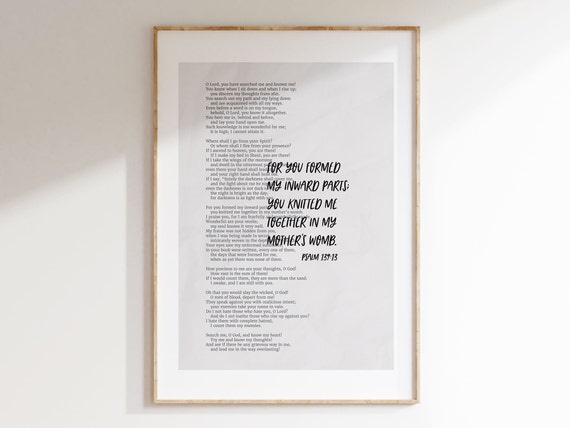Psalm 139 Artwork Print Bible Verse Scripture Wall Art Christian Wall Art Faith Print Psalm 13914 Baby Room Print