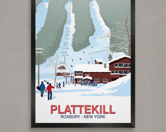 Plattekill Ski Resort Travel Poster, Ski Gifts