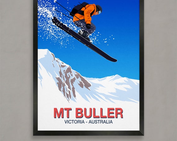 Mt Buller Ski Resort Poster Ski Resort Poster Ski Print Snowboard Poster Ski Gifts Ski Poster