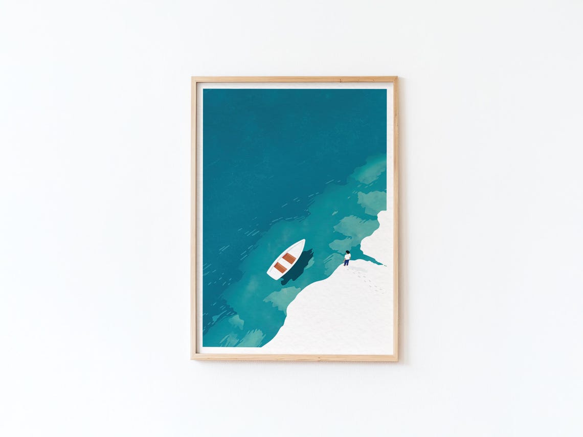 Beach And Sea Illustration Minimalist Wall Decoration Art Tender Imagination