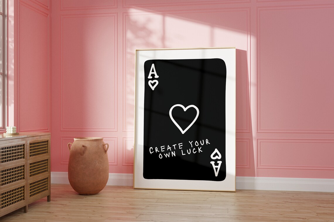 Create Your Own Luck Black Ace Of Hearts Playing Card Poster - Image 2