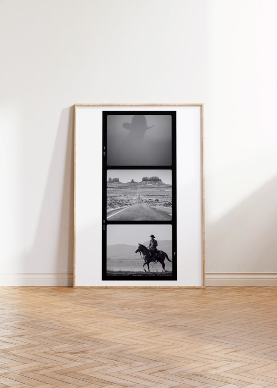 Vintage Cowboy Wall Art Retro Film Wall Art Newspaper Poster Western Wall Art Vintage Bar Cart Dorm Retro Decor Wall Art