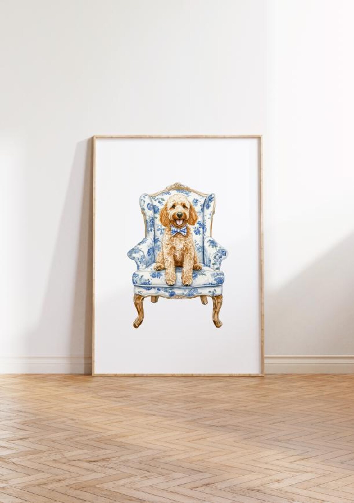 Preppy Goldendoodle Chinoiserie Aesthetic Dog Print