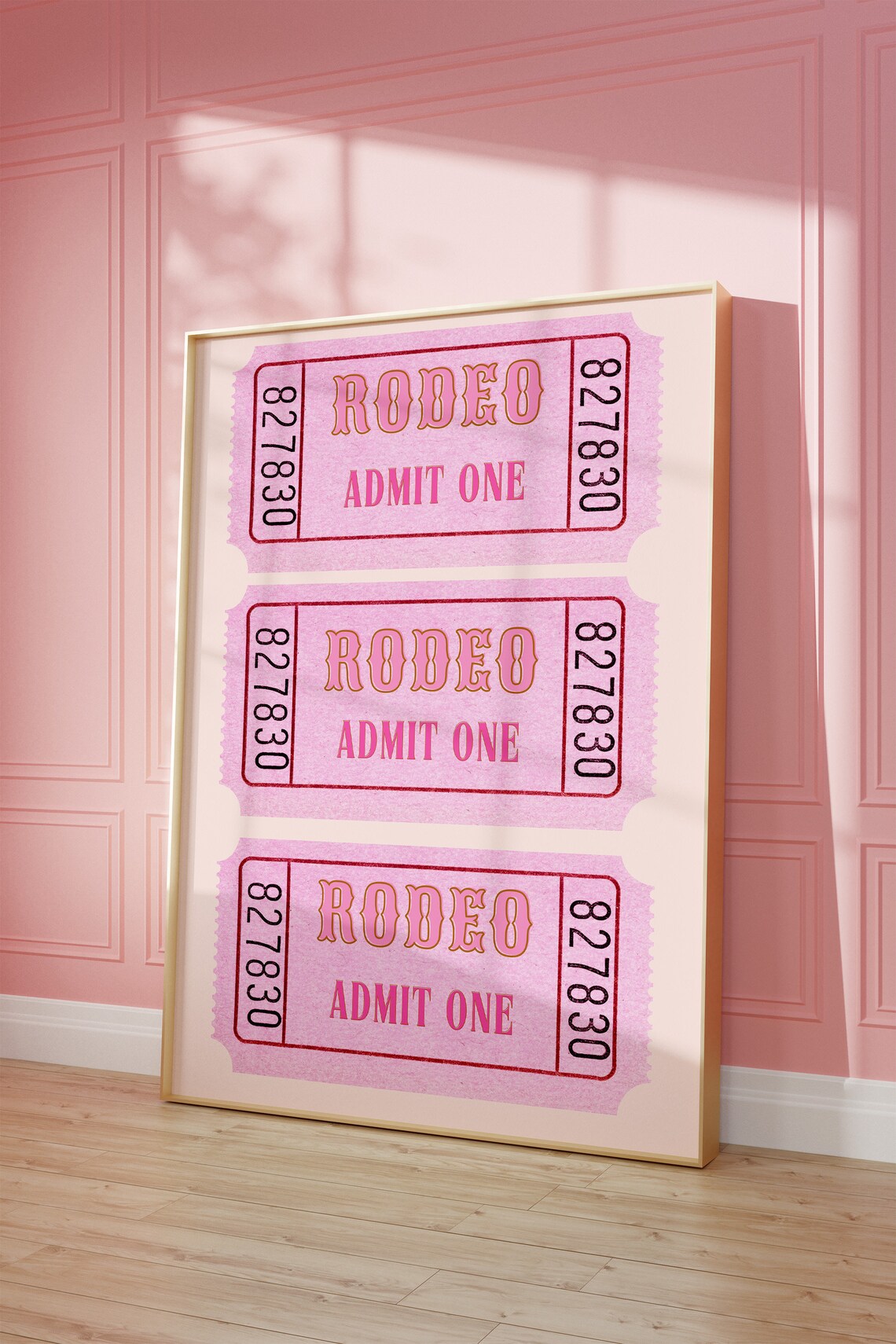 Pink Rodeo Admit One Ticket Stub Trio Preppy Western Room Poster - Image 2