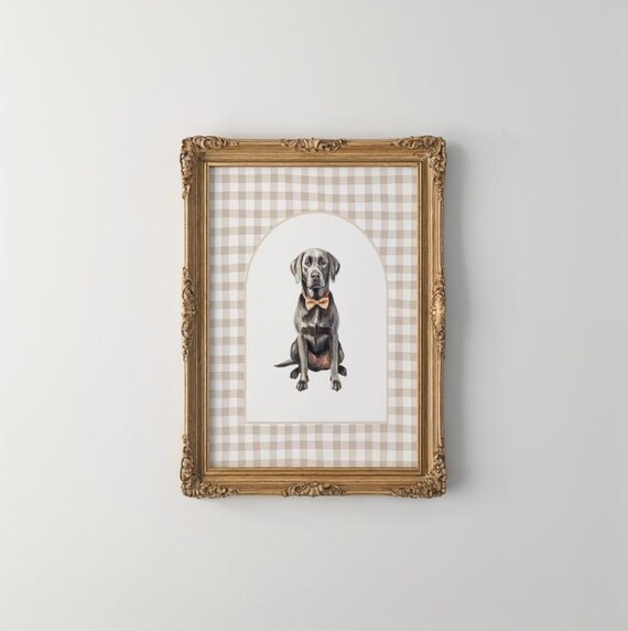 Silver Labrador Nursery Print Neutral Dog Decor