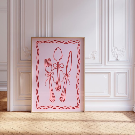 Girl Dinner Party Print Coquette Kitchen Wall Art