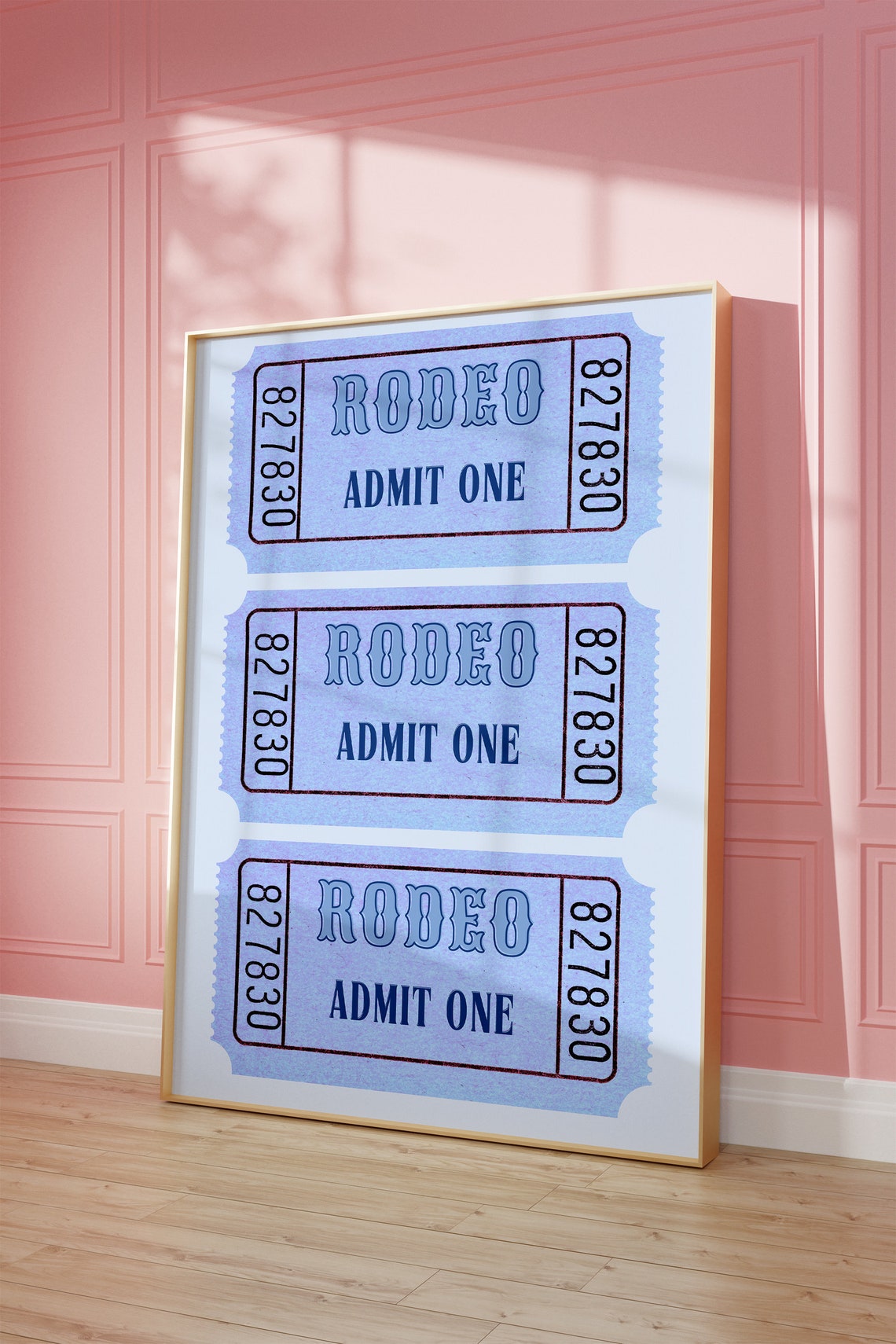 Blue Rodeo Admit One Ticket Stub Trio Retro Western Wall Poster
