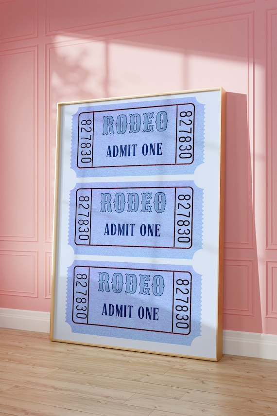 Blue Rodeo Admit One Ticket Stub Trio Retro Western Wall Poster