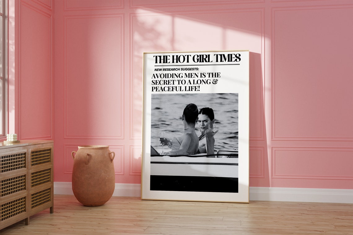 The Hot Girl Times Avoiding Men Funny Newspaper Quote Poster - Image 2