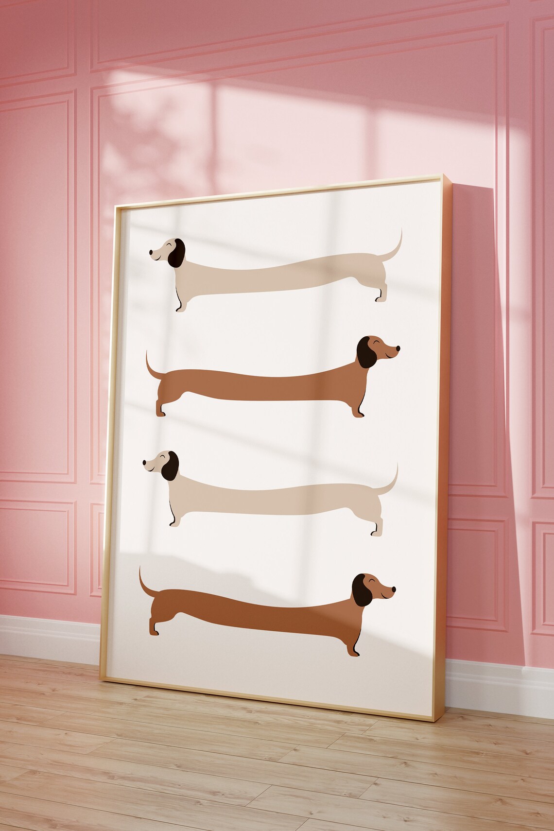 Neutral Aesthetic Dachshund Kids Room Art Print