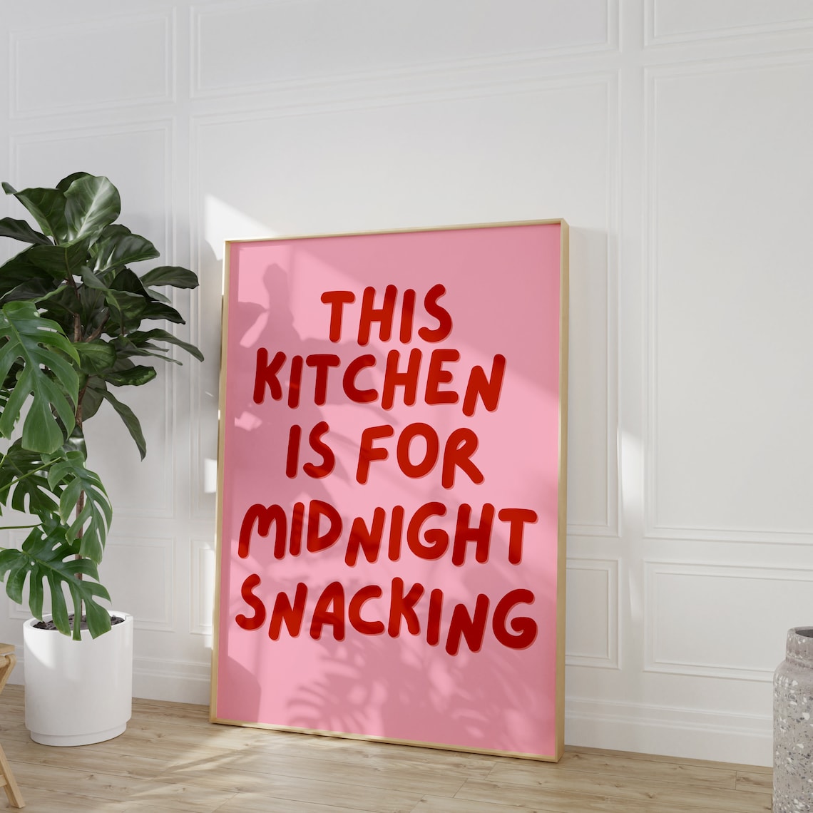 Retro Typography Kitchen Print Cute Aesthetic Kitchen Decor Midnight Snacking Funny Art Cute Pink And Red Aesthetic