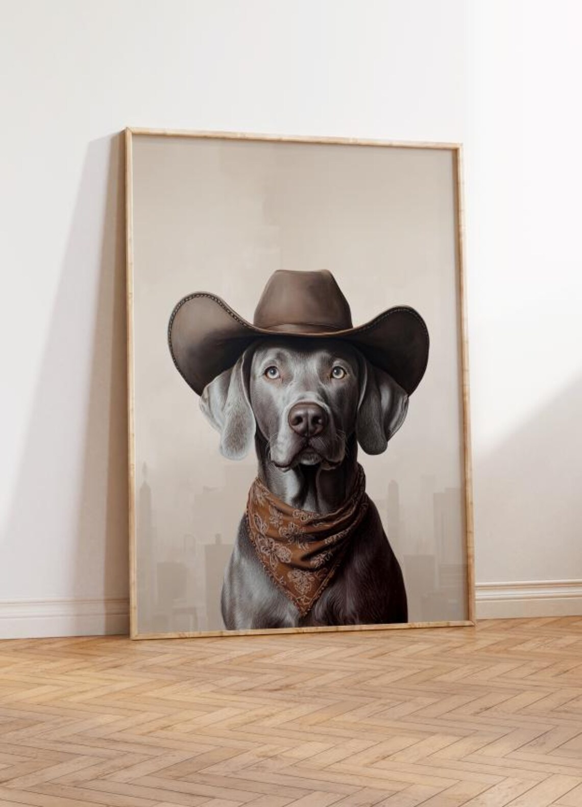 Weimaraner Dog Cowgirl Hat Vintage Western Art Print - Image 2