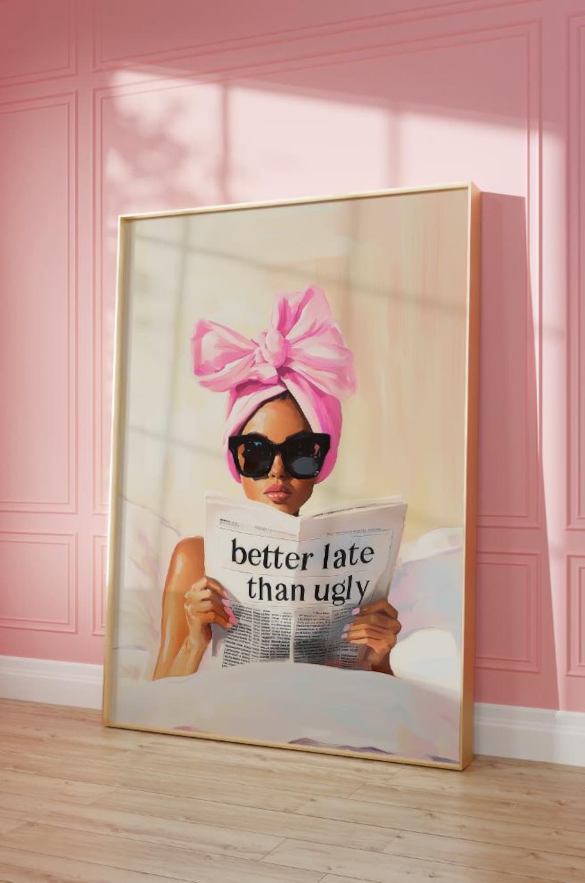 Better Late Than Ugly Preppy Newspaper Art Print