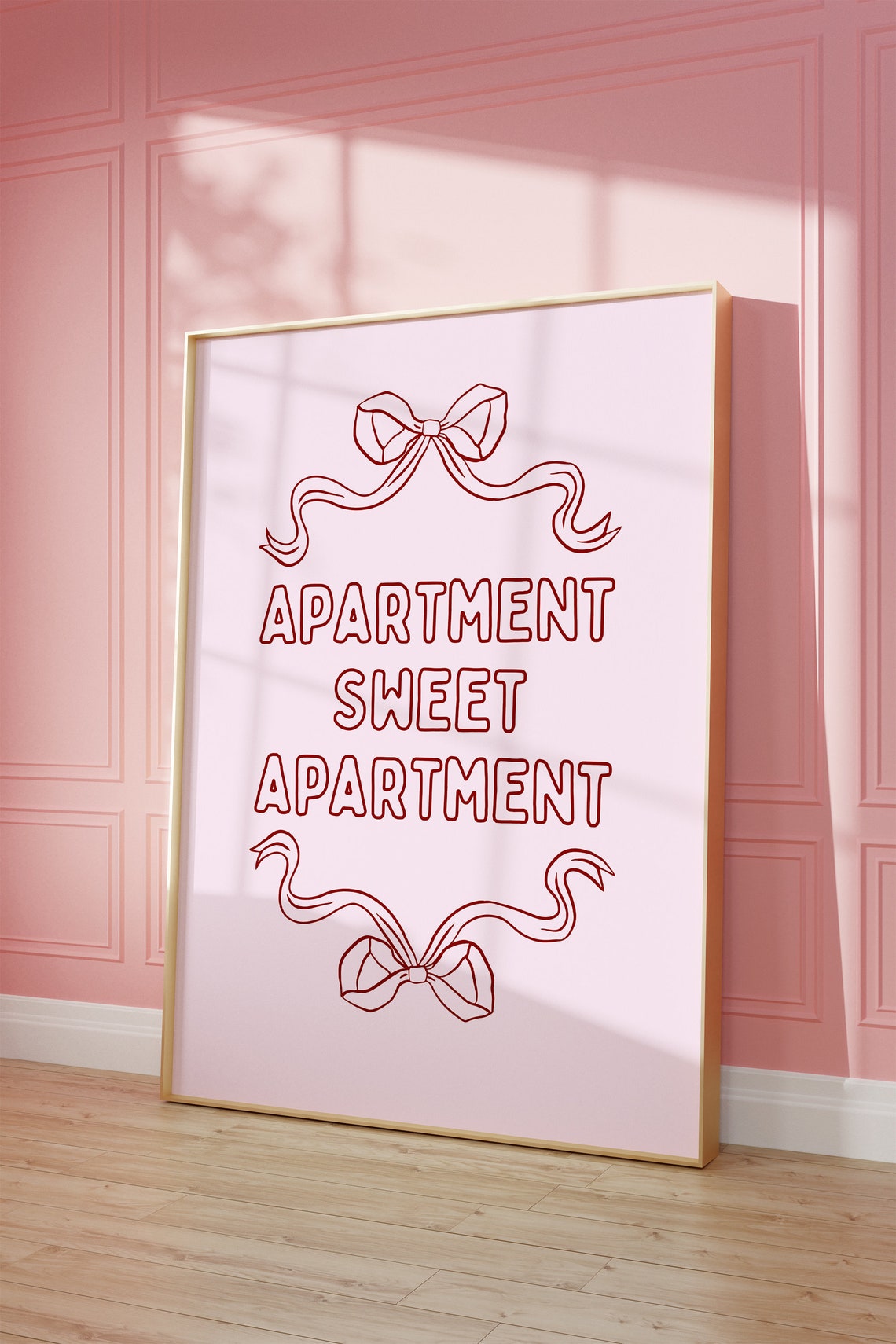 Apartment Sweet Apartment Pink Bow Typography Girly Quote Wall Poster