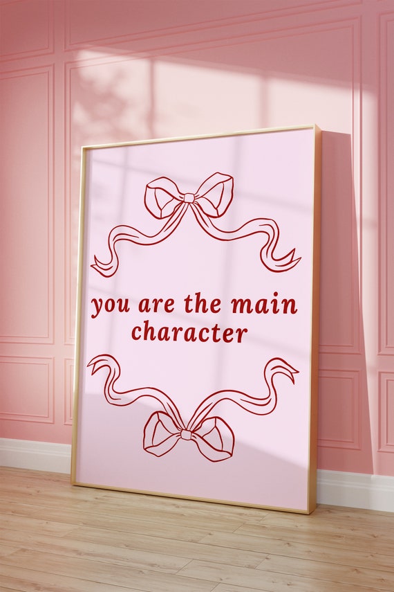 Main Chracter Just A Girl Bow Ribbons Coquette Print Trendy Wall Art Poster Print Retro Wall Art Trendy Art Dorm Room College