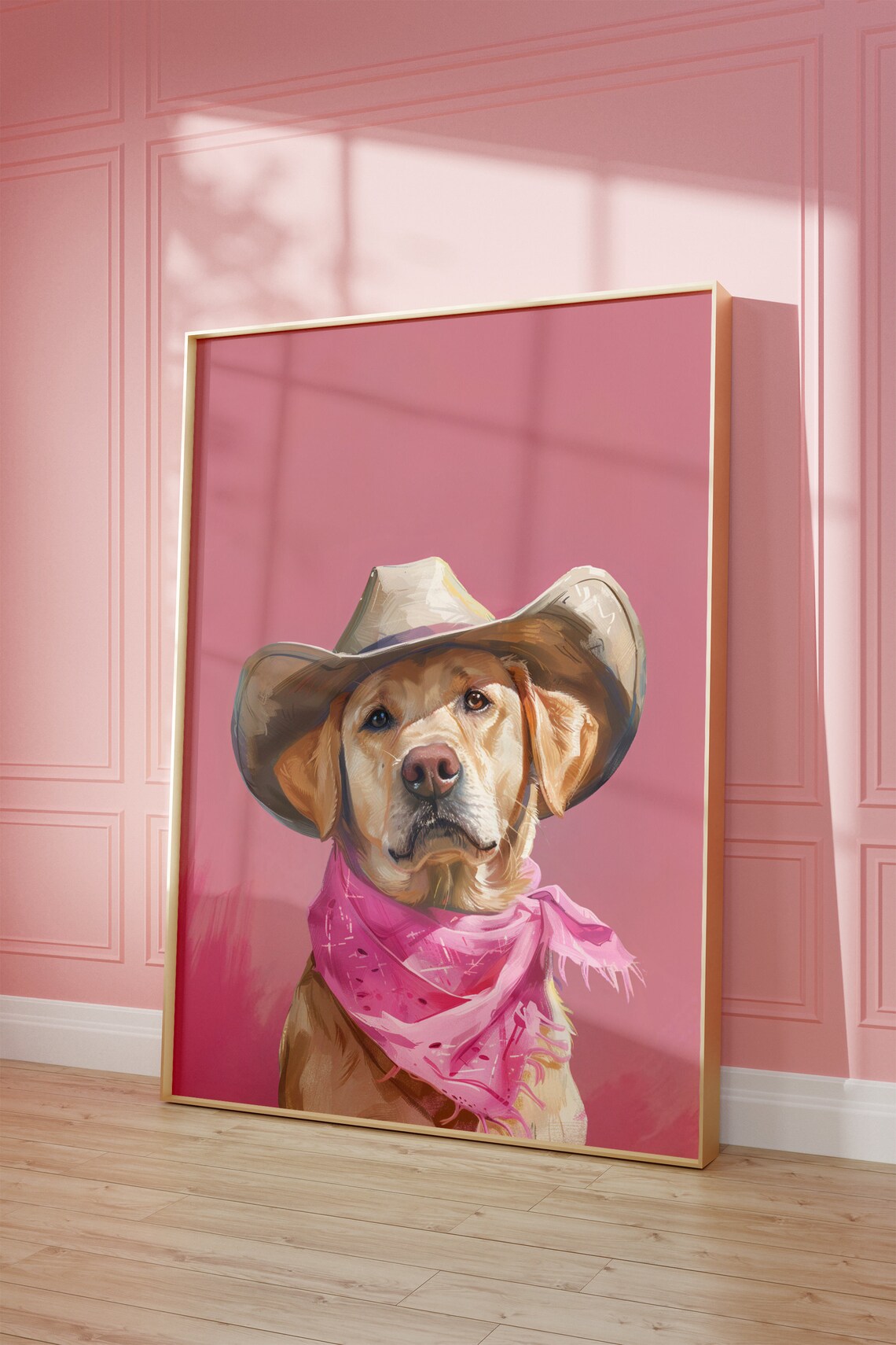 Puppy Cowgirl Hat Print, Vintage Western Style - Image 2