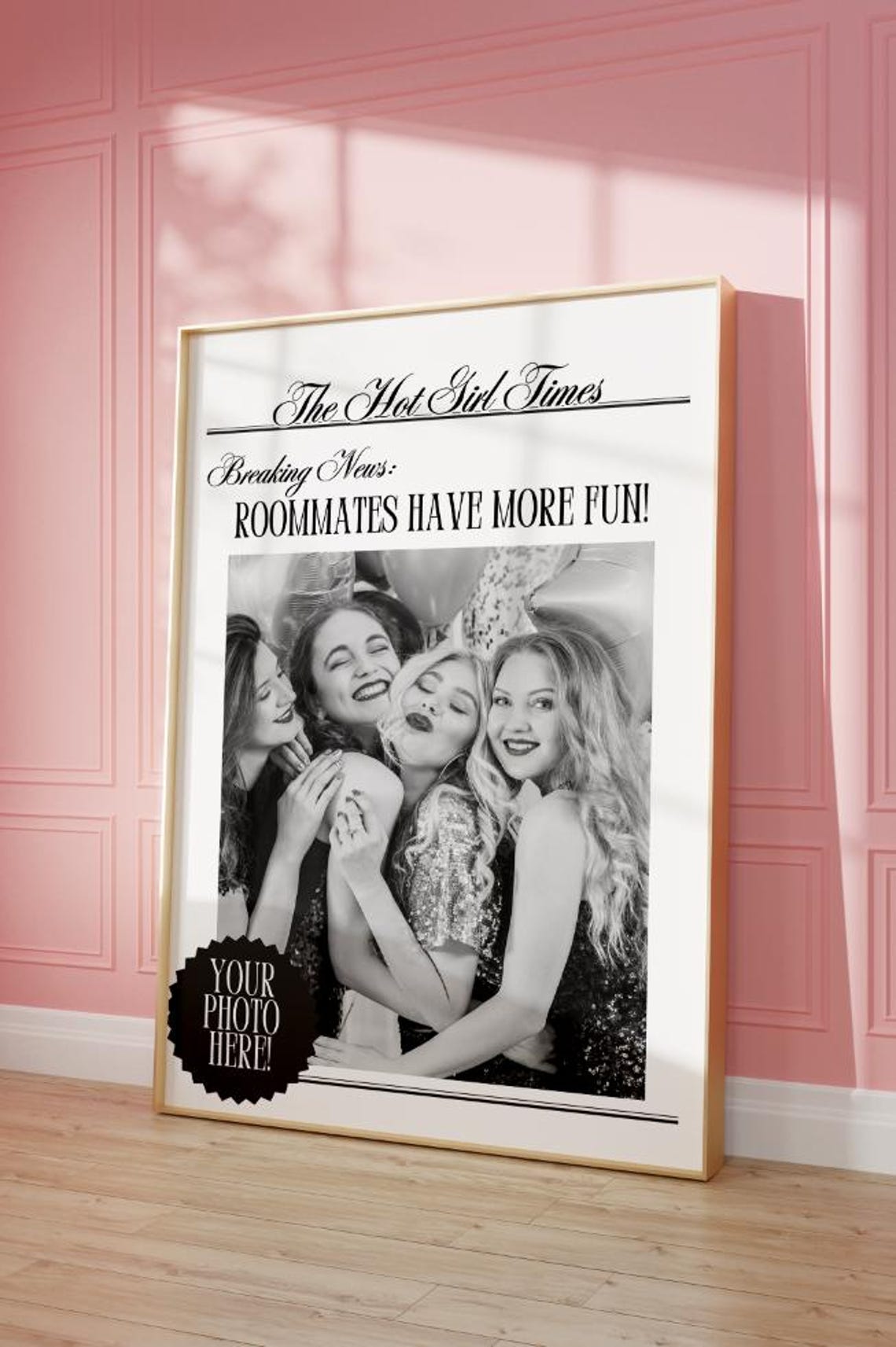 Custom Roommate Newspaper Personalized Photo Gift Dorm Wall Art