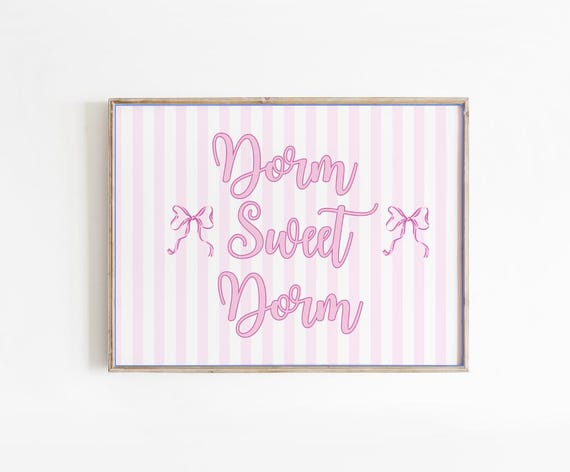Dorm Sweet Wall Art Pink Print Apartment Vintage Bar Cart Retro