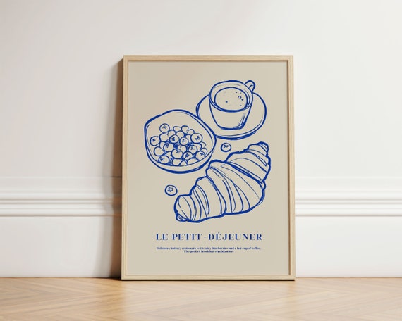Croissants and Blueberries Breakfast Art Print