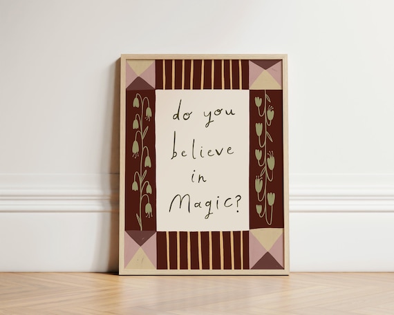 Believe In Magic Print Nursery Bedroom Art Illustration Wall Boho Decor Kids Unframed