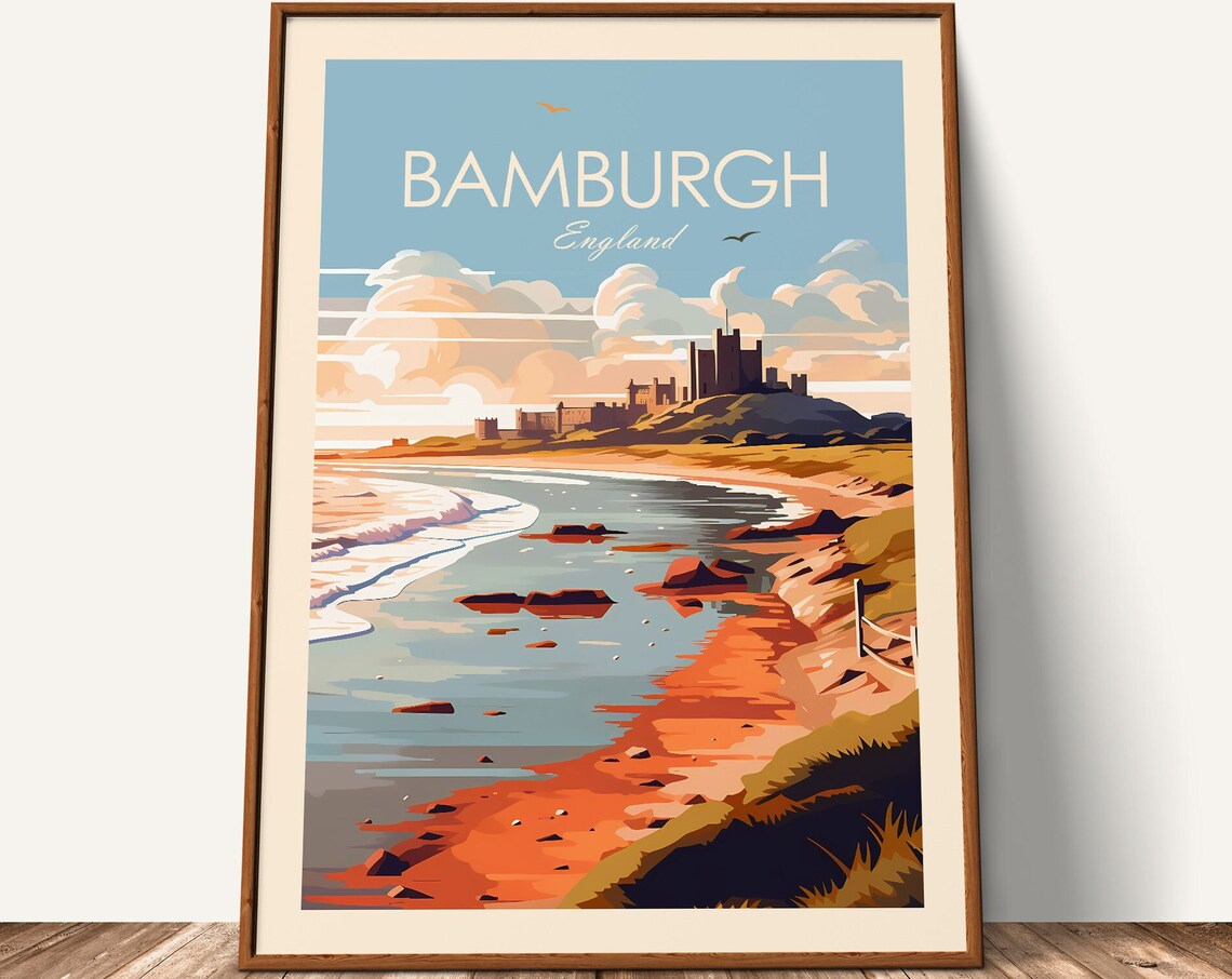Bamburgh Castle Traditional Style Travel Poster - Image 3