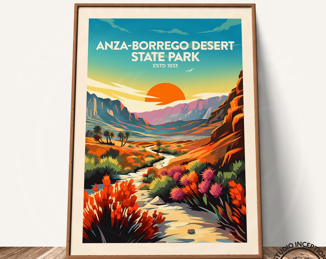 Anza Borrego Desert State Park Wildflower Sunset Travel Poster - Image 3