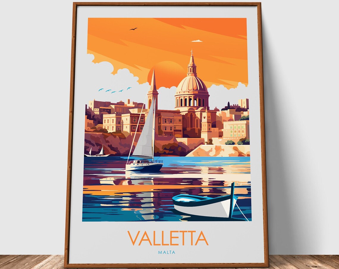 Malta Travel Poster, Valletta Place Print - Image 3