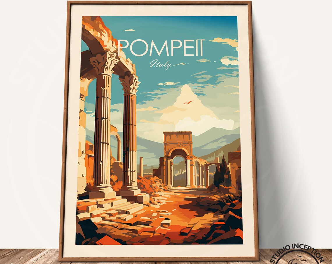 Pompeii Italy Travel Poster, Landscape Art Print - Image 2