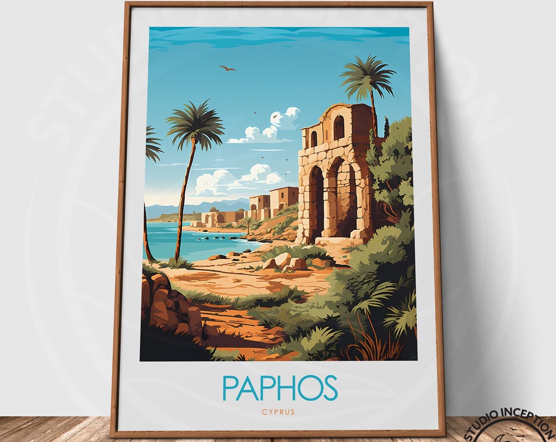 Paphos Minimalist Travel Print, Cyprus Poster Art - Image 3