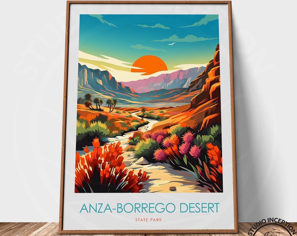 Anza Borrego Desert Sunset Wildflower Landscape Travel Poster - Image 2