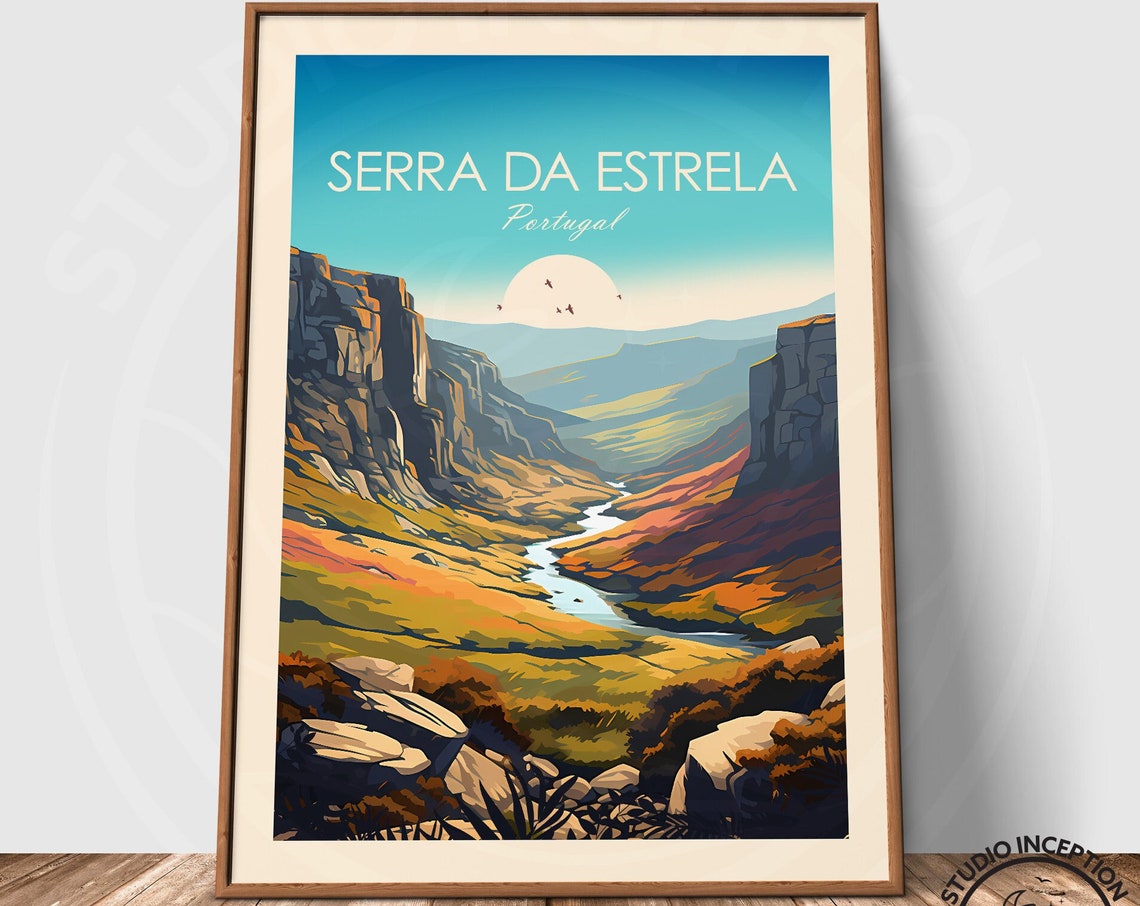 Serra Da Estrela Portugal Valley Gorge Sunset Vintage Style Poster - Image 3