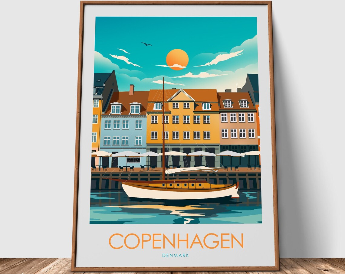 Copenhagen Wall Hanging Travel Gift Poster - Image 3