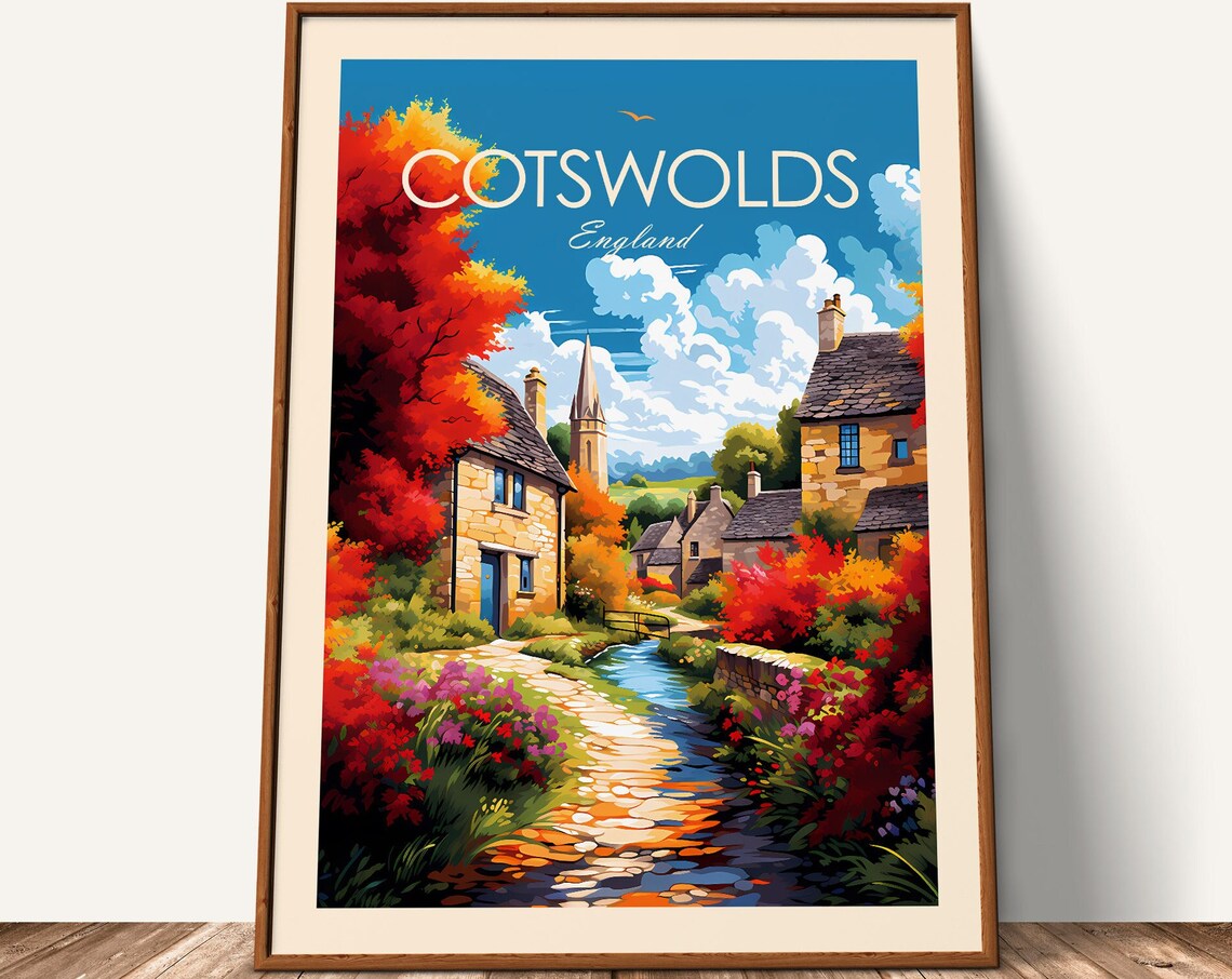 Cotswolds Travel Poster Print, England Home Decor - Image 3