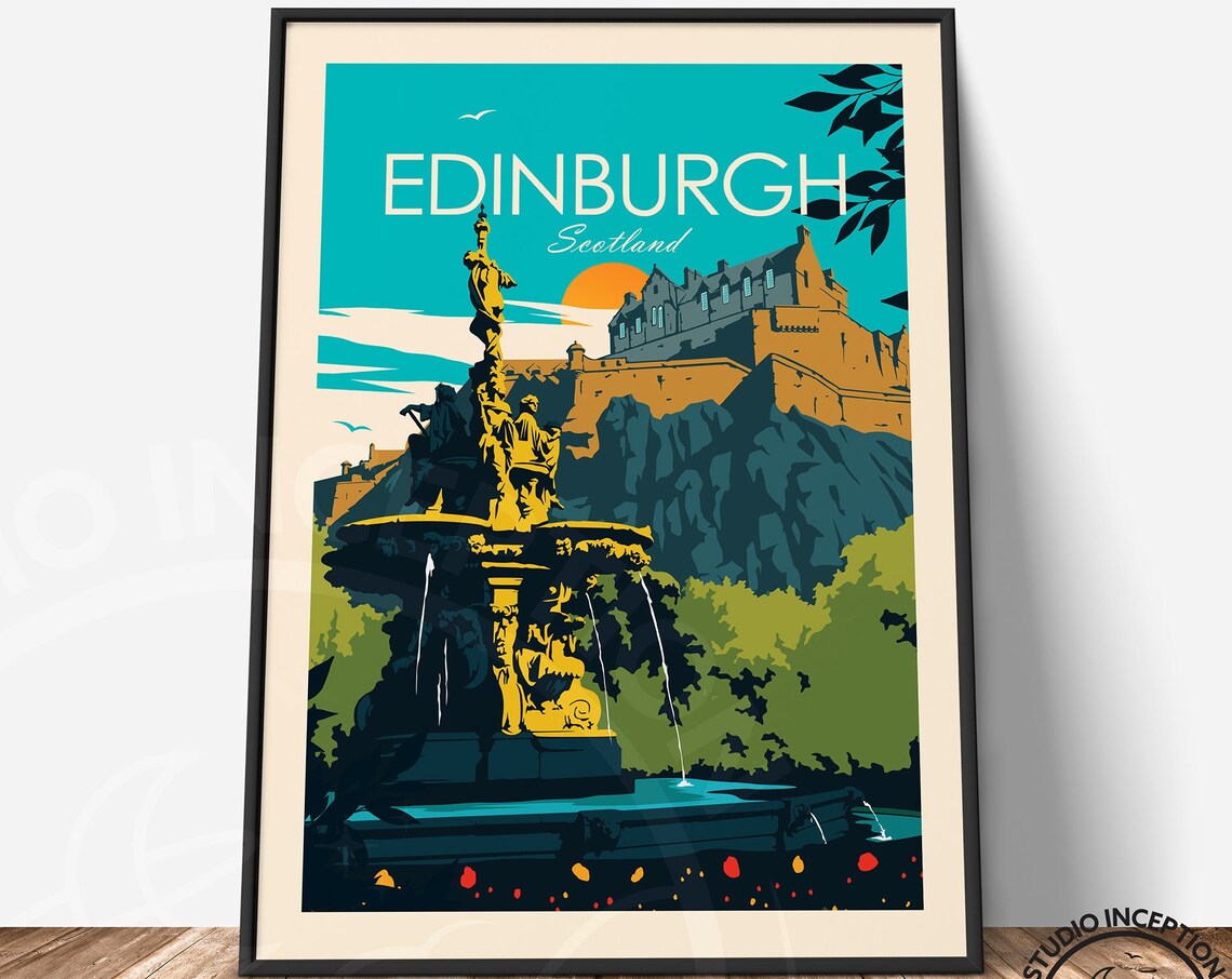 Edinburgh Scotland Travel Poster, Europe Print - Image 3