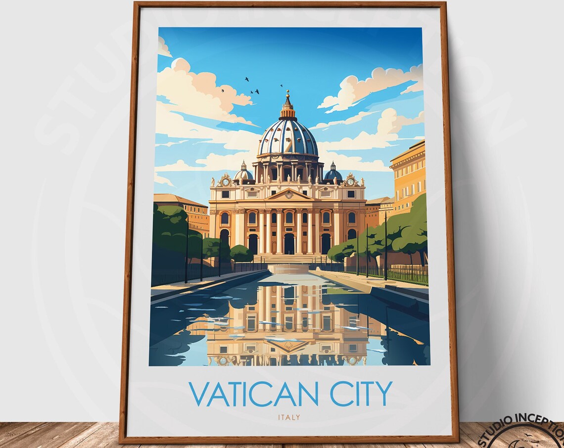 Vatican City Italy St Peters Basilica Reflection Minimal Travel Poster - Image 3
