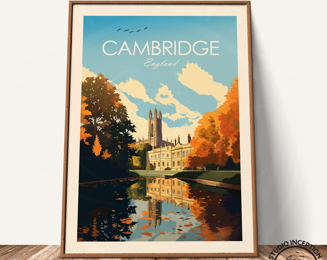 Cambridge Traditional Travel Poster, UK City View - Image 3