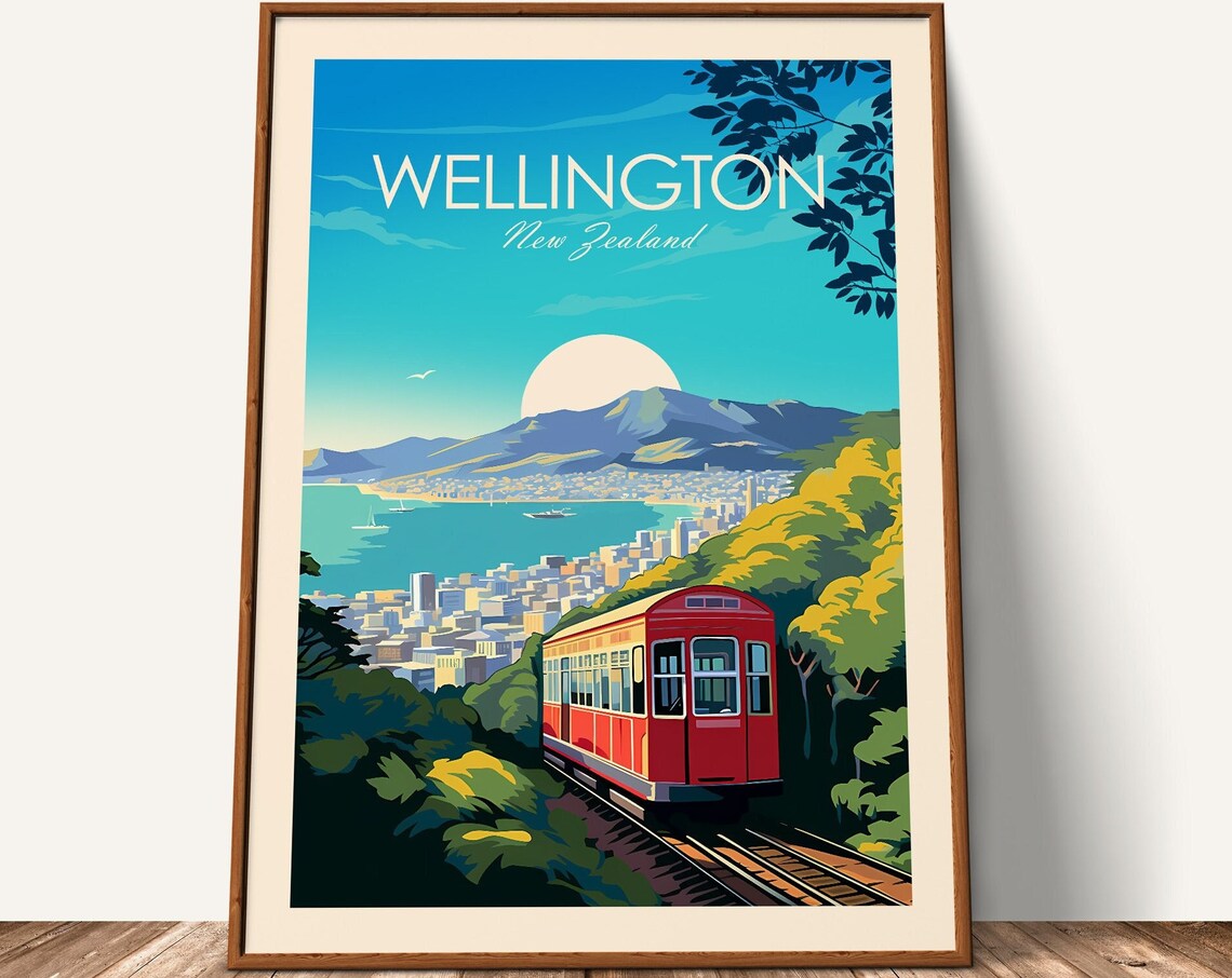 Wellington Traditional Travel Poster, New Zealand - Image 2