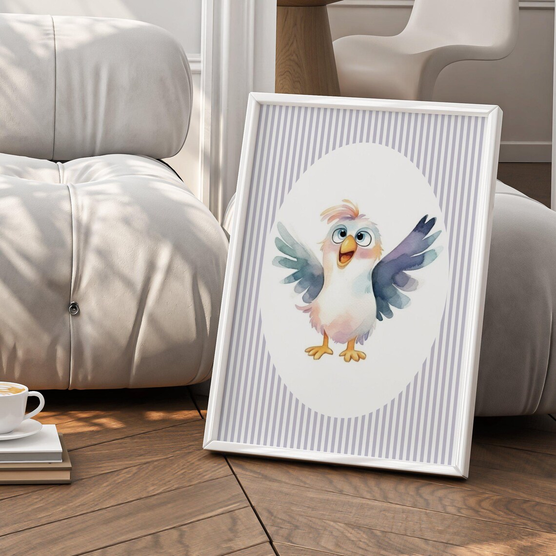 Cute Bird Nursery Wall Art, Whimsical Animal Poster