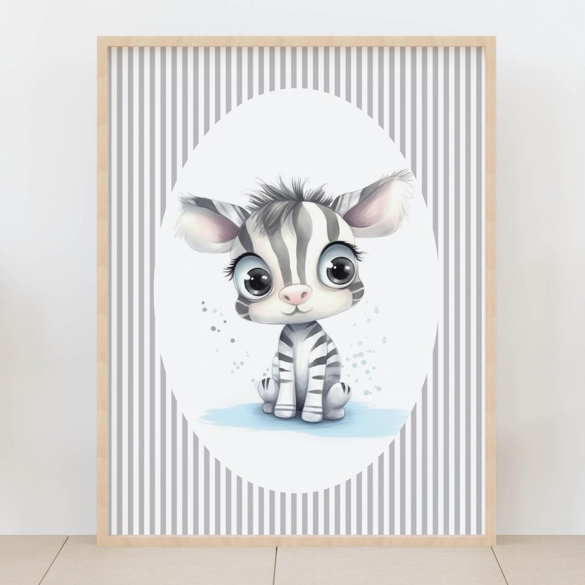 Cute Baby Zebra Watercolor Safari Nursery Animal Decor Poster