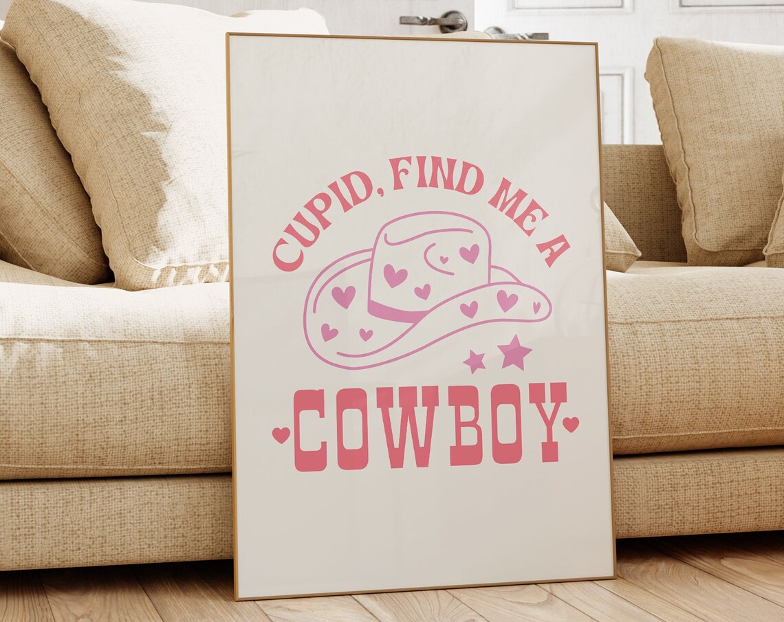 Cupid Find Me a Cowboy Hat Heart Western Valentine Art Poster - Image 5