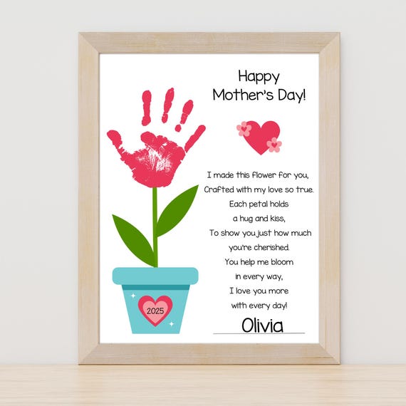 Mother's Day Handprint Craft Gift For Mom, Art Print