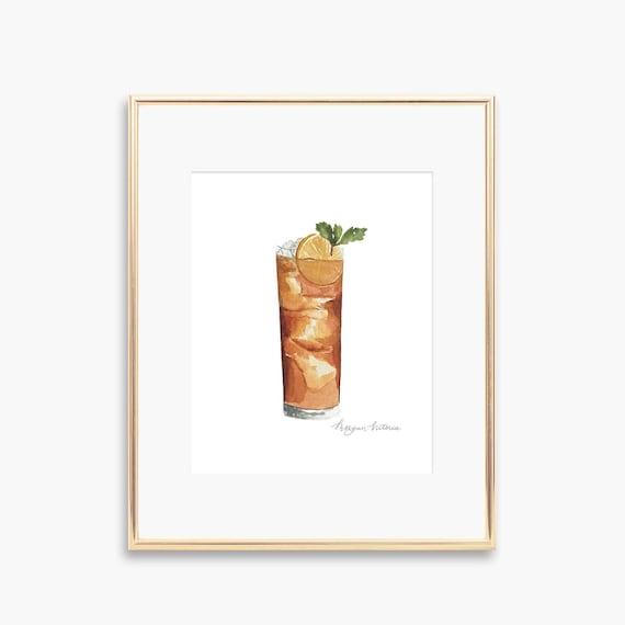 Long Island Iced Tea Cocktail Painting, Bar Decor